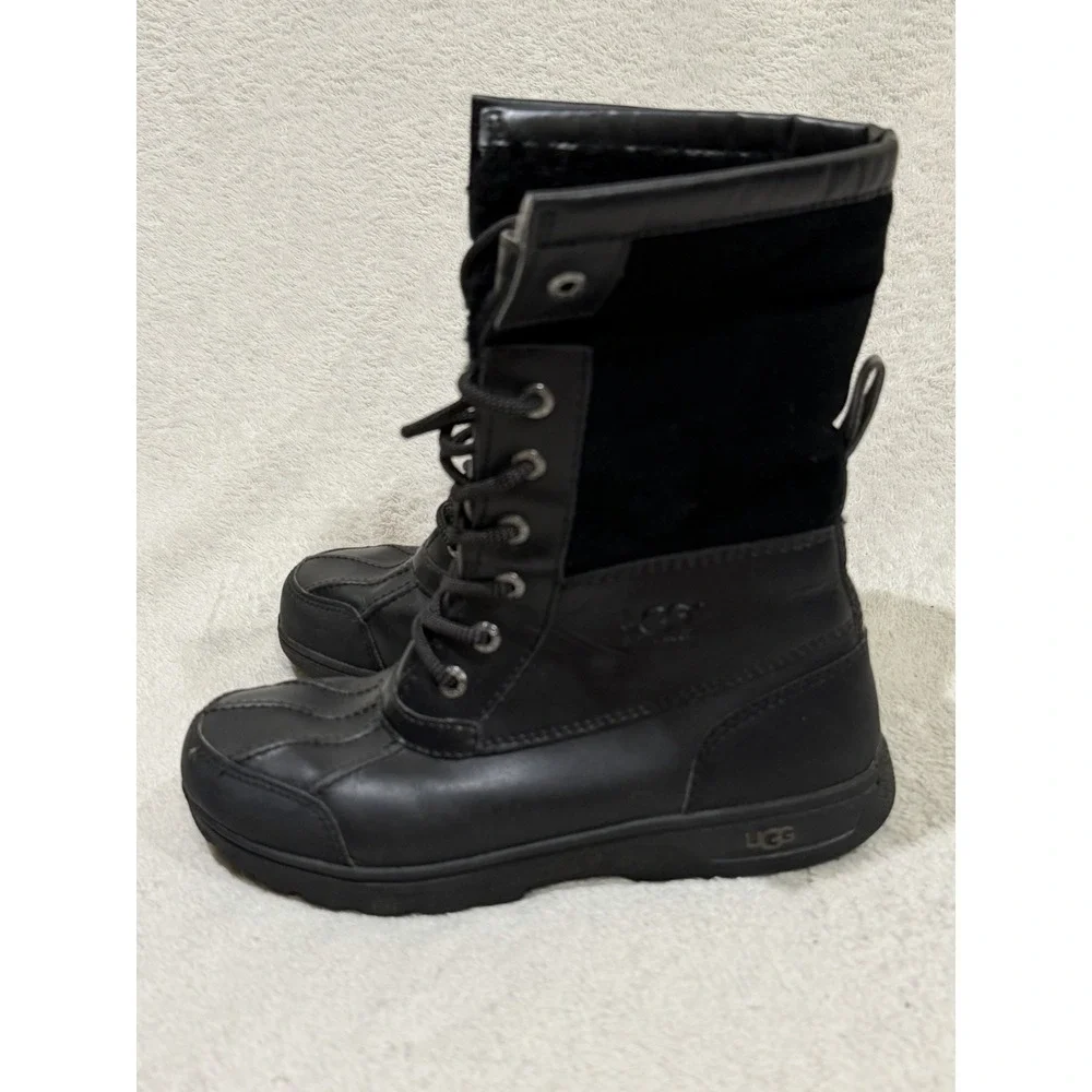 UGG Butte II CWR Black Kids Size 5 Lace-Up Waterproof Snow Boots 1098890K